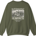 Out of Ammunition Fix Bayonets Back Print Sweatshirt - Military Green back