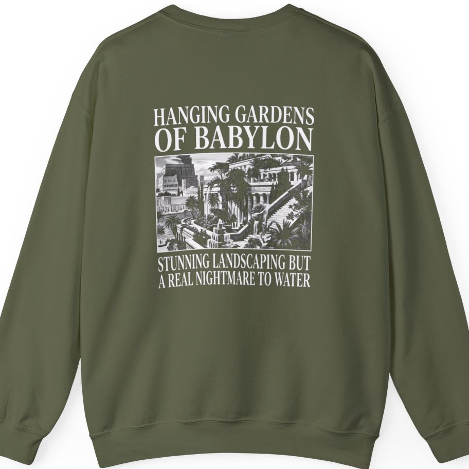 Hanging Gardens Landscaping Back Print Sweatshirt - Military Green back
