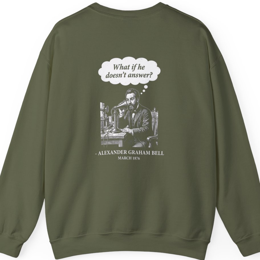 First Phone Call Panic Back Print Sweatshirt - Military Green back