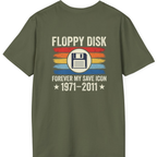 Floppy Disk Memorial Back Print T-Shirt - Military Green back