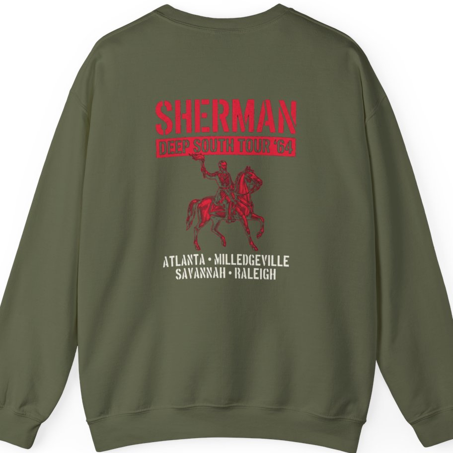 Sherman Deep South Tour Vintage Back Print Sweatshirt - Military Green back