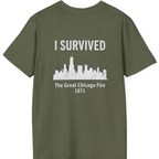 I Survived The Great Chicago Back Print T-Shirt - Military Green back
