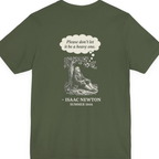 Newton Gravity Anxiety Back Print Premium Tee - Military Green back