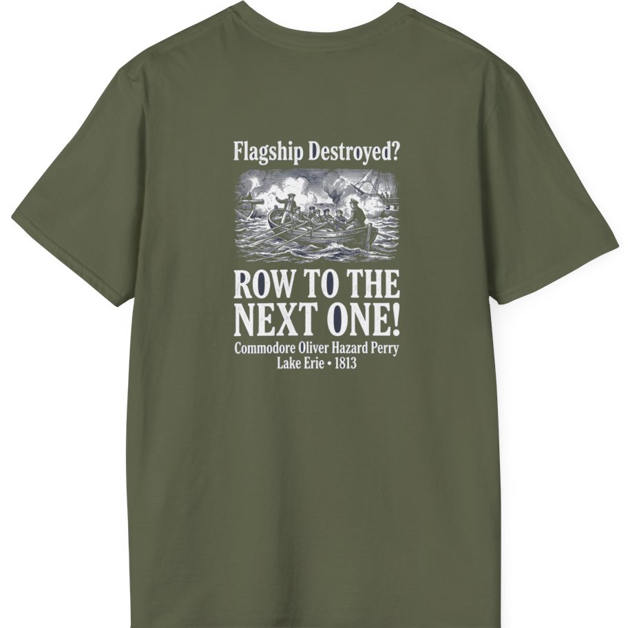 Row To The Next Ship Back Print T-Shirt - Military Green back