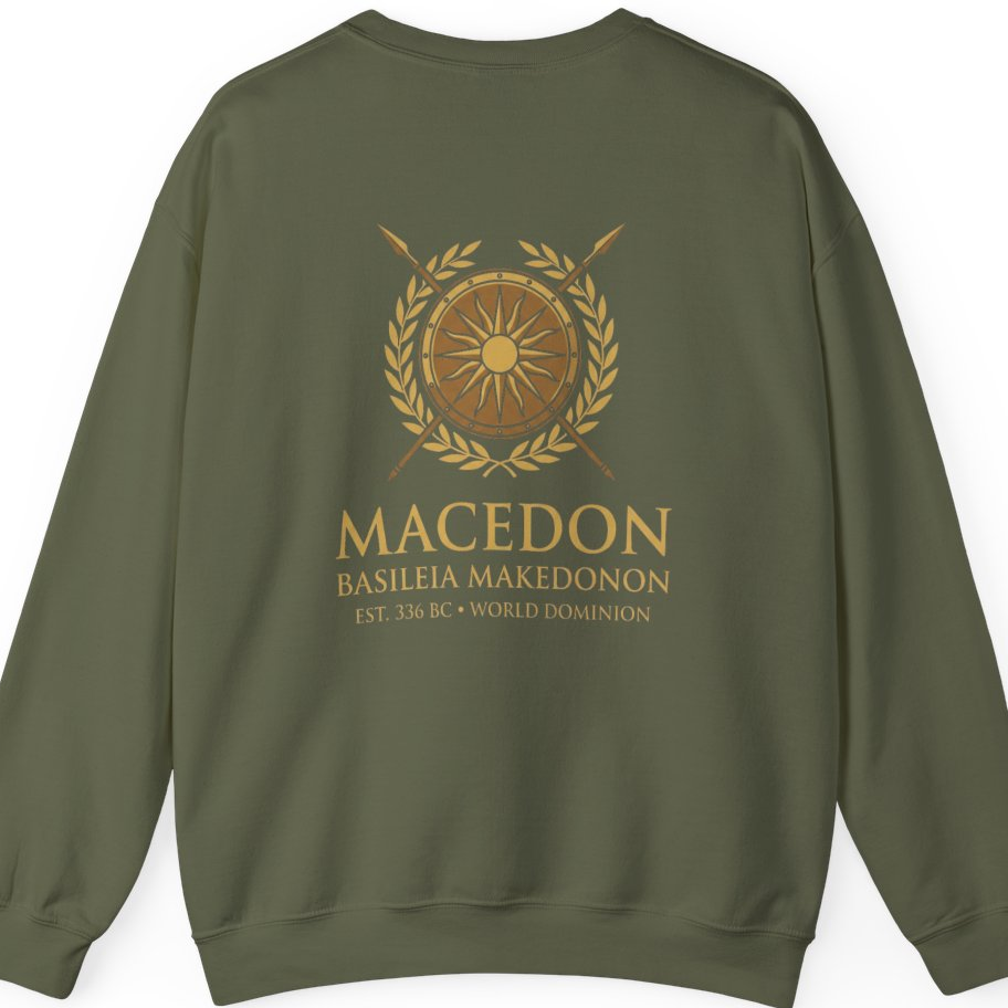 Macedonian Empire Crest Back Print Sweatshirt - Military Green back