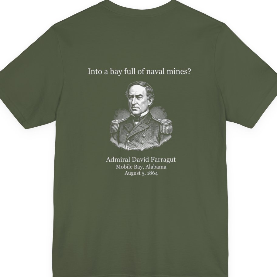 Mobile Bay Minefield Back Print Premium Tee - Military Green back