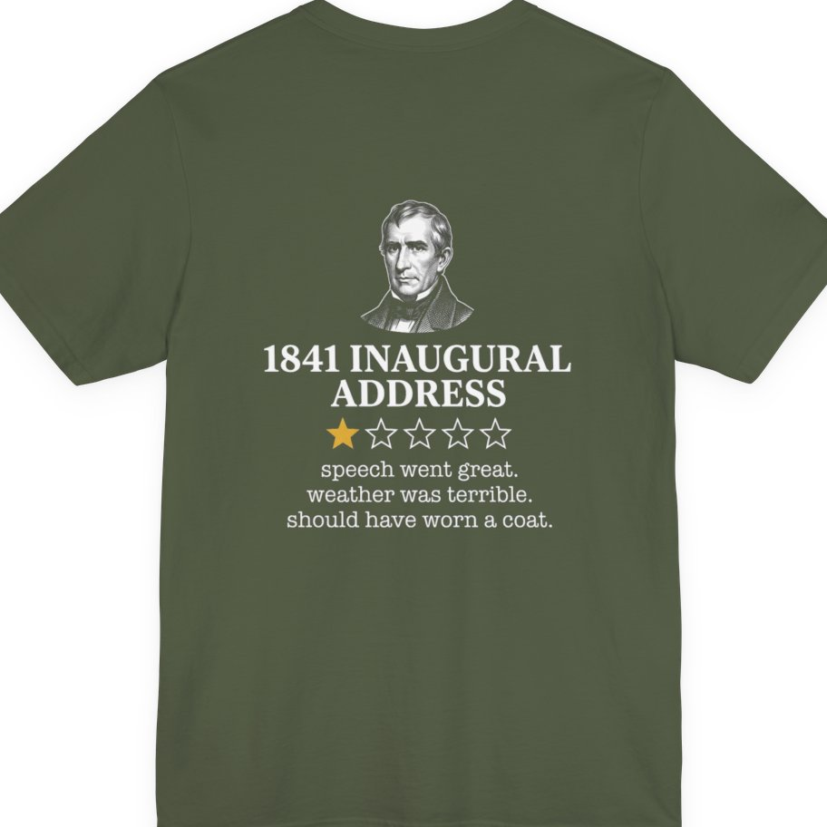 Inaugural Address Review Back Print Premium Tee - Military Green back