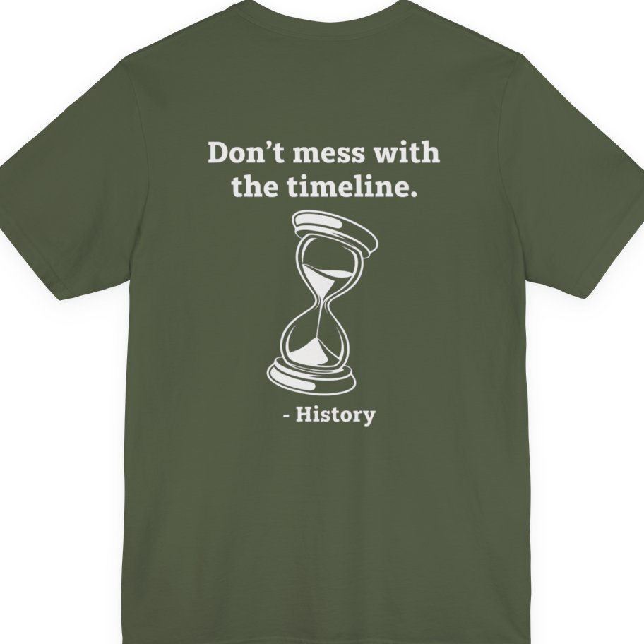 Time Travel Paradox Back Print Premium Tee - Military Green back