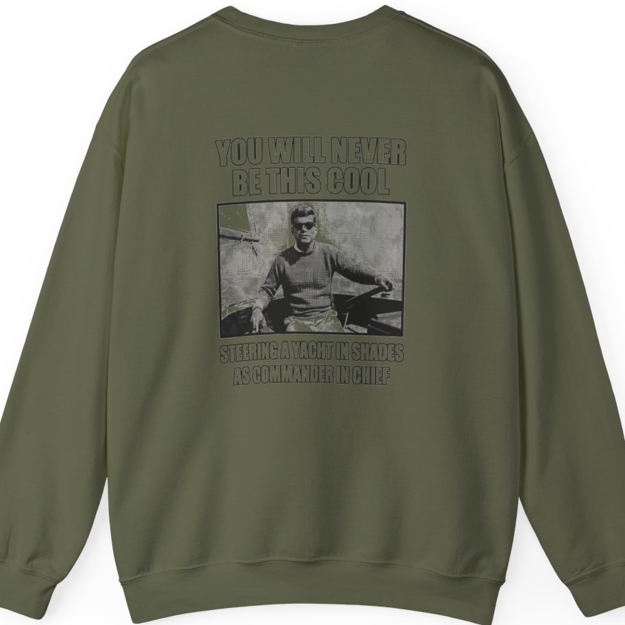 Jfk Yacht Sunglasses Flex Back Print Sweatshirt - Military Green back