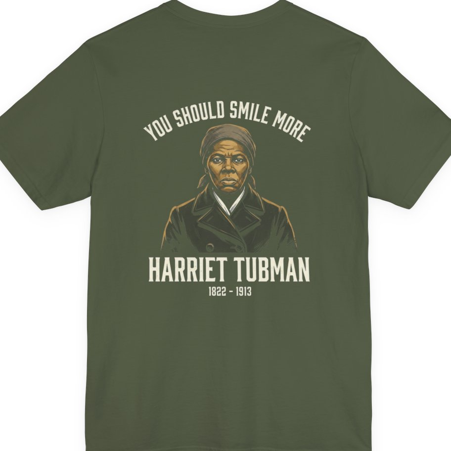 You Should Smile More Harriet Back Print Premium Tee - Military Green back