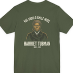 You Should Smile More Harriet Back Print Premium Tee - Military Green back