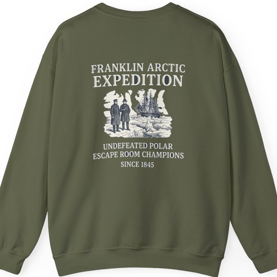Franklin Arctic Expedition Escape Room Back Print Sweatshirt - Military Green back