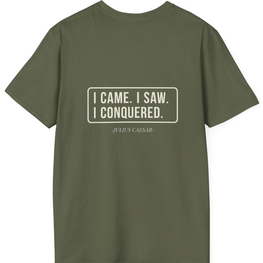 I Came I Saw I Back Print T-Shirt - Military Green back