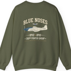 Blue Nosed Fighter Group Back Print Sweatshirt - Military Green back