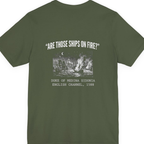 Spanish Armada Fire Ships Back Print Premium Tee - Military Green back