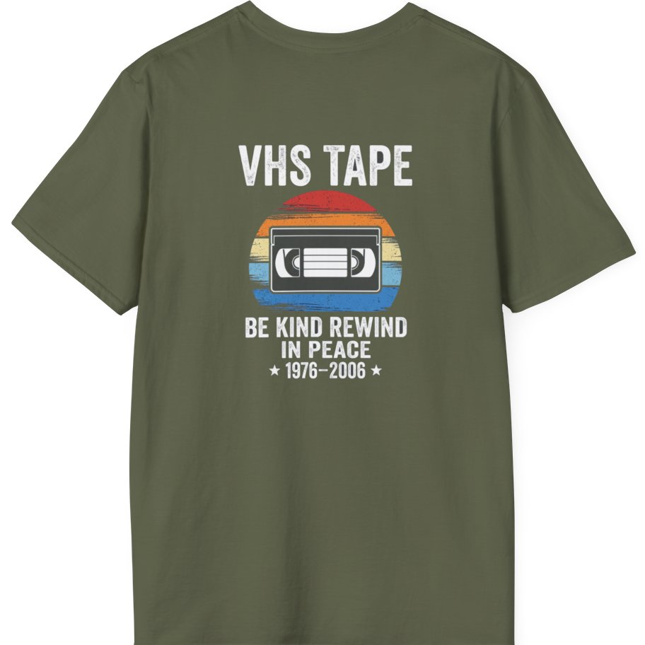 Vhs Tape Memorial Back Print T-Shirt - Military Green back