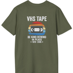 Vhs Tape Memorial Back Print T-Shirt - Military Green back