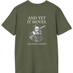 Galileo And Yet It Moves Back Print T-Shirt - Military Green back