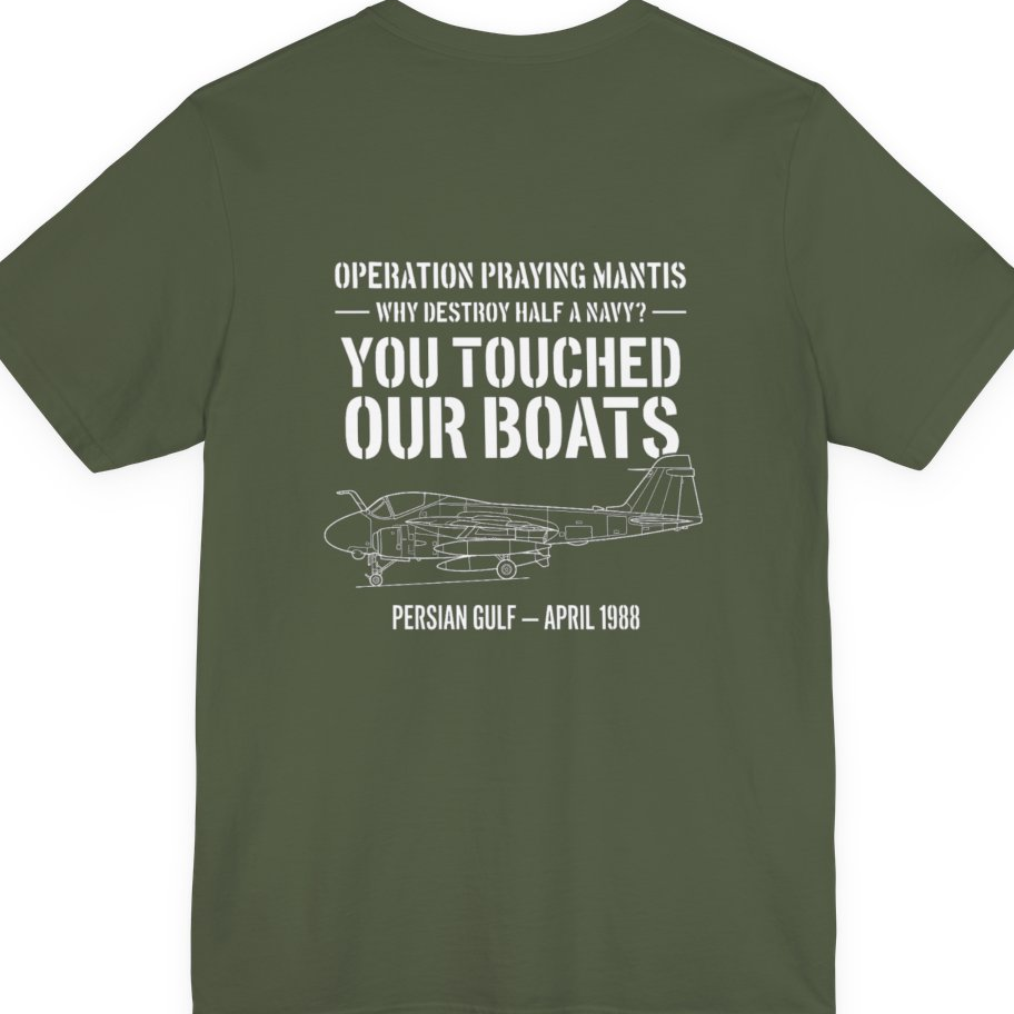 Operation Praying Mantis Back Print Premium Tee - Military Green back