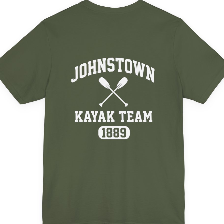 Johnstown Kayak Team Back Print Premium Tee - Military Green back
