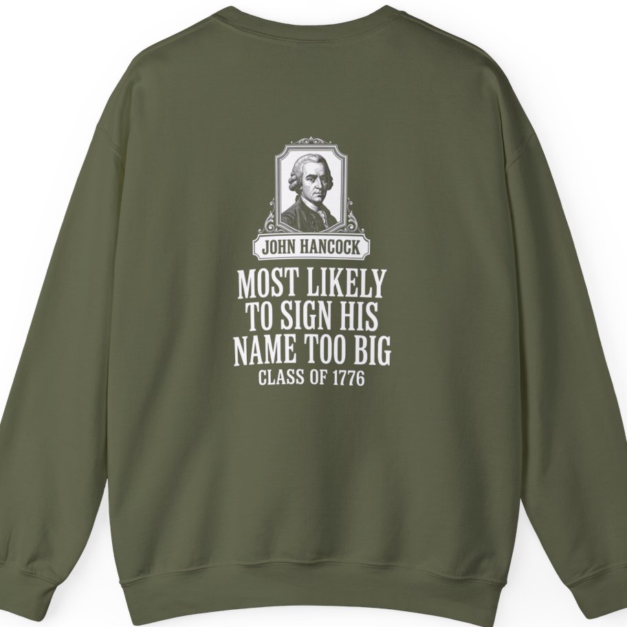 John Hancock Signature Superlative Back Print Sweatshirt - Military Green back