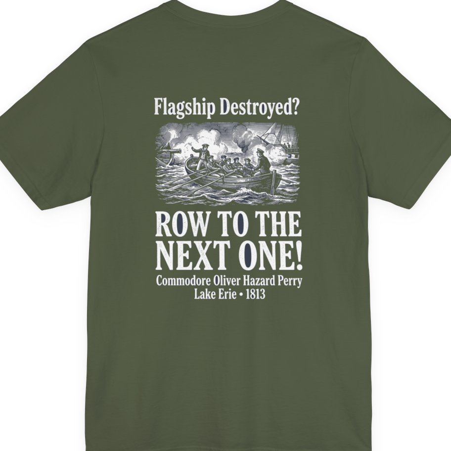 Row To The Next Ship Back Print Premium Tee - Military Green back