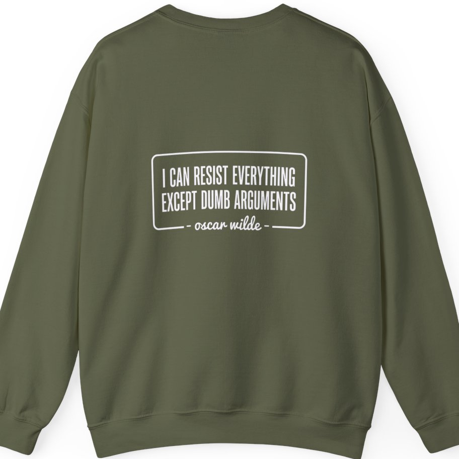 Oscar Wilde Quote Back Print Sweatshirt - Military Green back