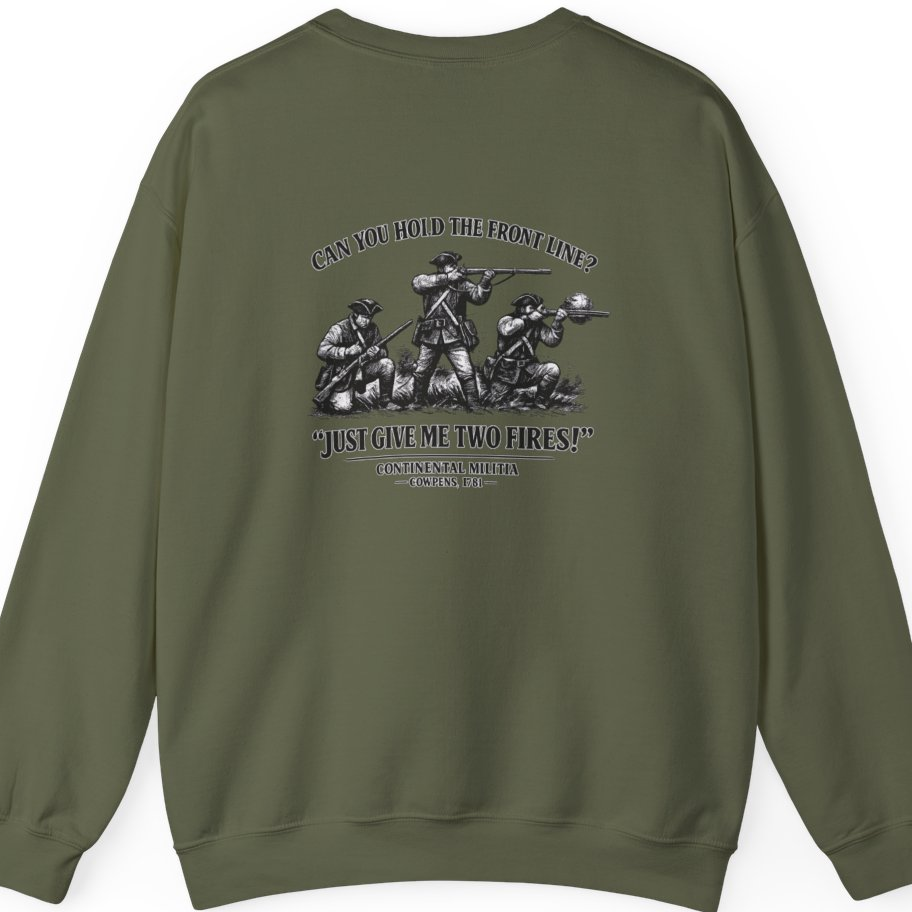 Continental Militia Two Fires Cowpens Back Print Sweatshirt - Military Green back