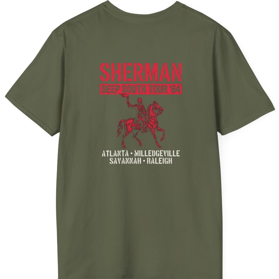 Sherman Deep South Tour Vintage Back Print T-Shirt - Military Green back