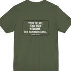Your Silence Is Educational Back Print Premium Tee - Military Green back