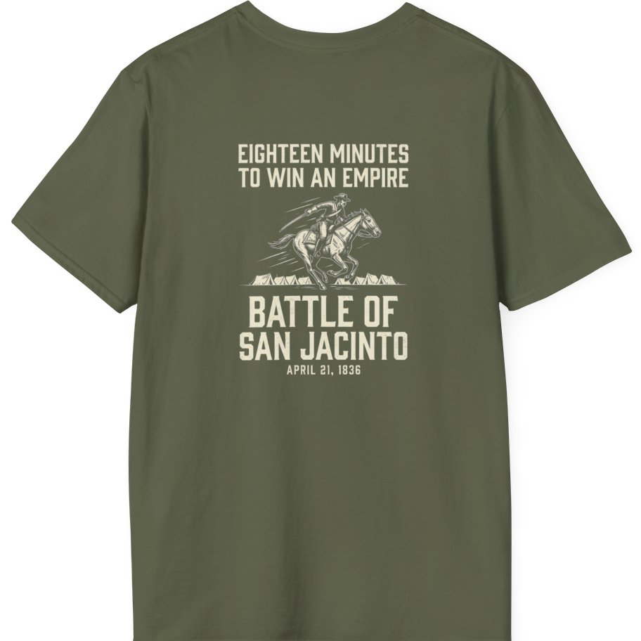 San Jacinto Eighteen Minutes Back Print T-Shirt - Military Green back
