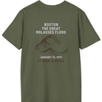 Boston The Great Molasses Flood Back Print T-Shirt - Military Green back