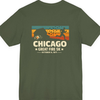 Chicago Great Fire 5K Retro Back Print Premium Tee - Military Green back