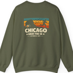 Chicago Great Fire 5K Retro Back Print Sweatshirt - Military Green back