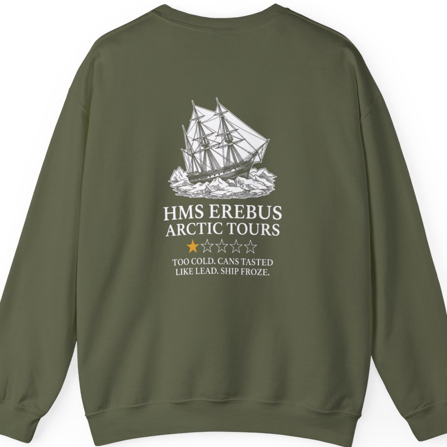 Hms Erebus Arctic Tours Back Print Sweatshirt - Military Green back