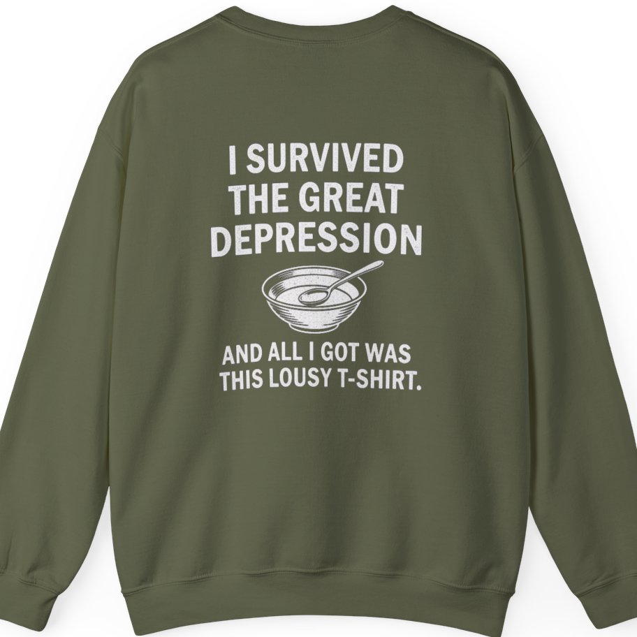 Great Depression Back Print Sweatshirt - Military Green back