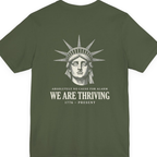 Lady Liberty We Are Thriving Back Print Premium Tee - Military Green back
