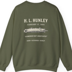 Css Hunley Submarine Memorial Back Print Sweatshirt - Military Green back