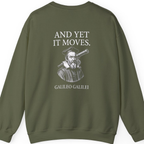 Galileo And Yet It Moves Back Print Sweatshirt - Military Green back