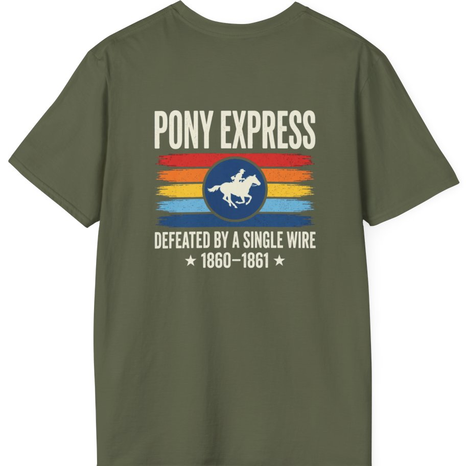 Pony Express Memorial Back Print T-Shirt - Military Green back