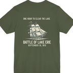 Battle of Lake Erie Back Print Premium Tee - Military Green back
