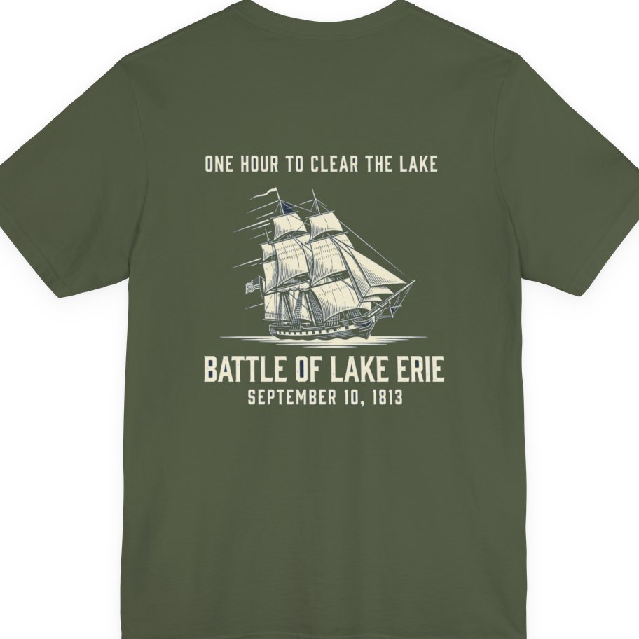 Battle of Lake Erie Back Print Premium Tee - Military Green back
