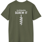 Archimedes Screw It Back Print T-Shirt - Military Green back