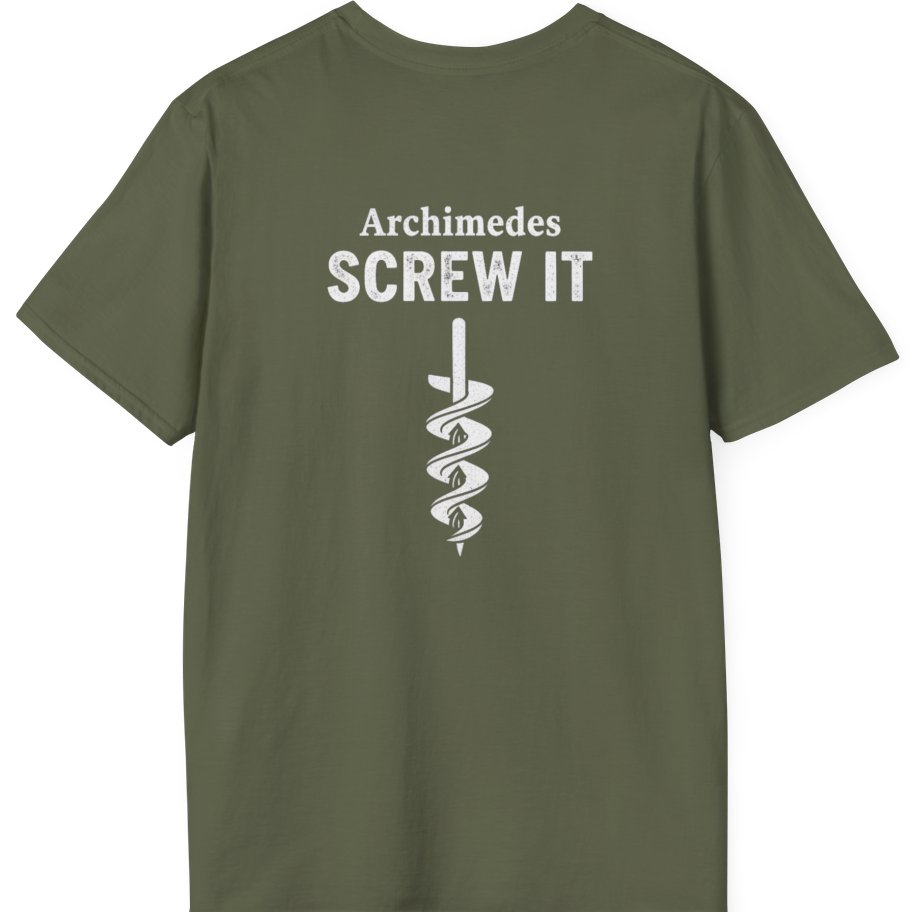 Archimedes Screw It Back Print T-Shirt - Military Green back