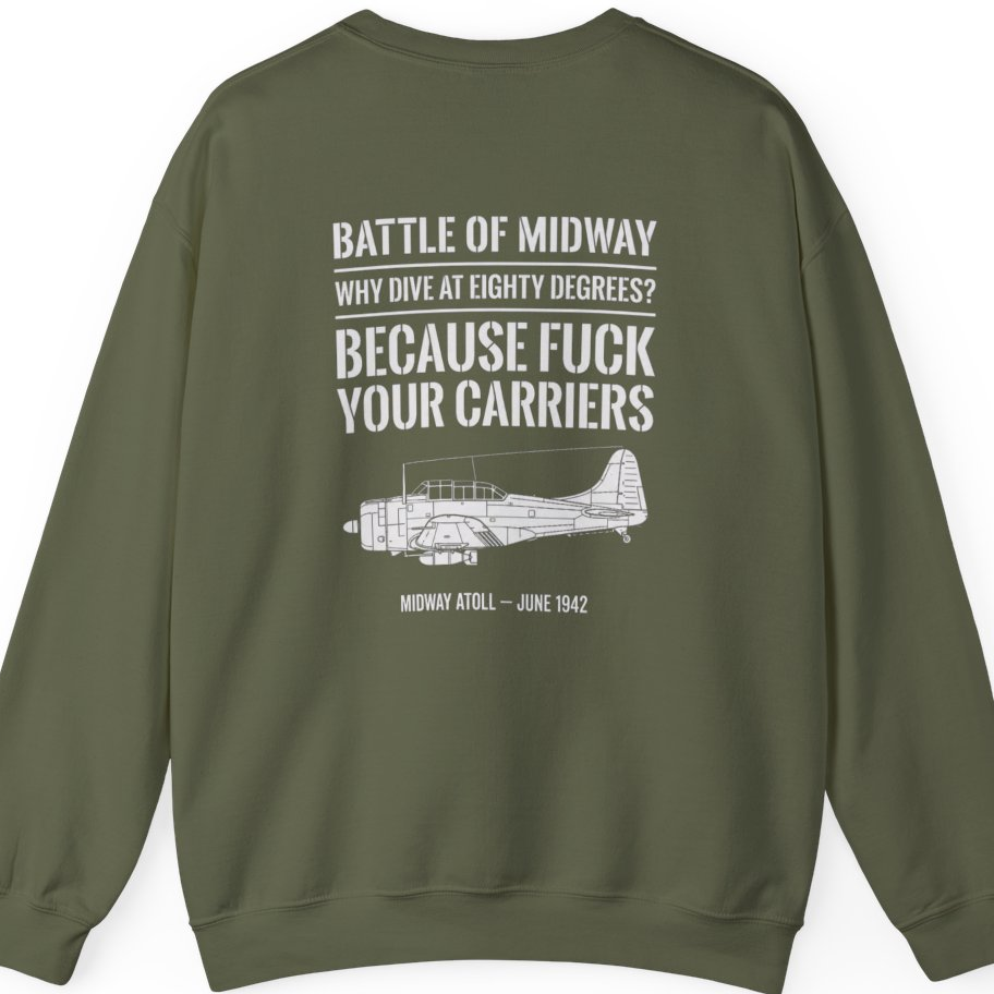 Battle of Midway Back Print Sweatshirt - Military Green back
