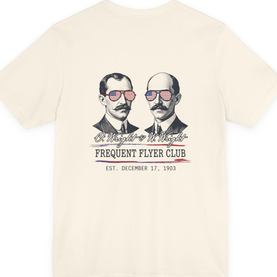 Wright Brothers Frequent Flyer Back Print Premium Tee - Natural back