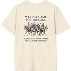 Four Horsemen Birthday Party Back Print T-Shirt - Natural back