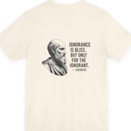 Socrates Ignorance Is Bliss Quote Back Print Premium Tee - Natural back