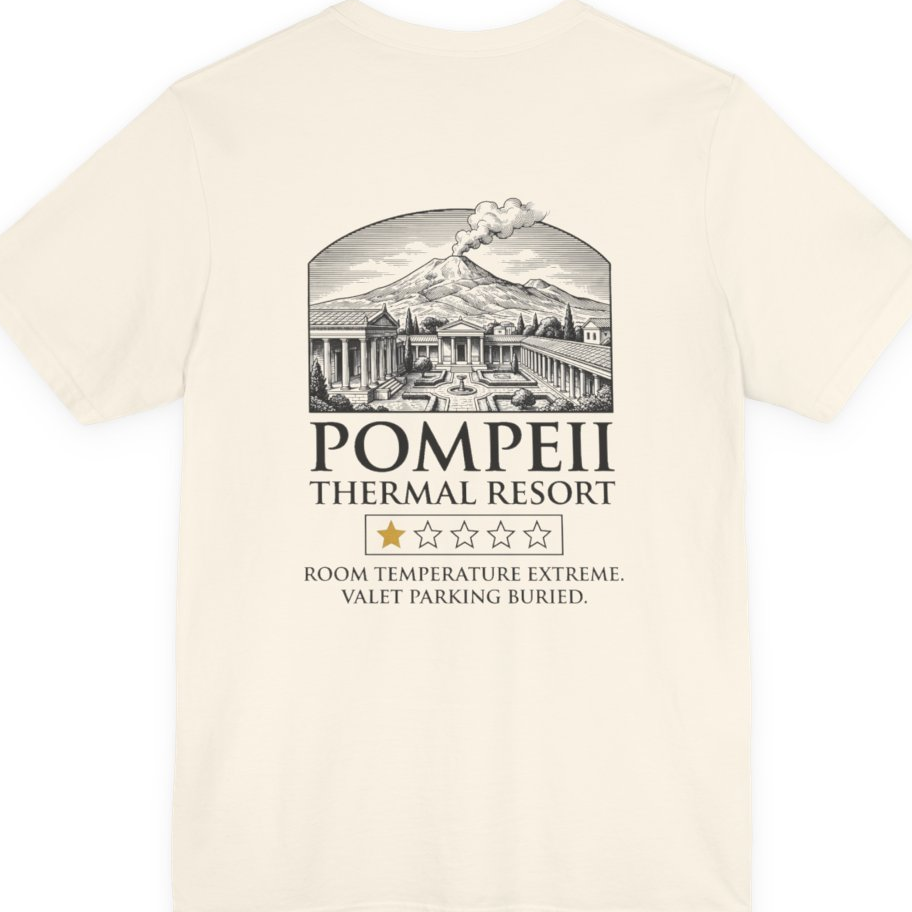 Pompeii Thermal Resort Back Print Premium Tee - Natural back