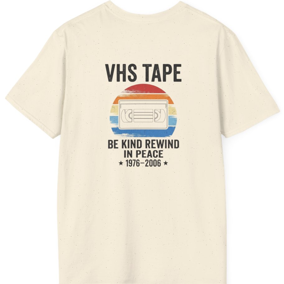 Vhs Tape Memorial Back Print T-Shirt - Natural back